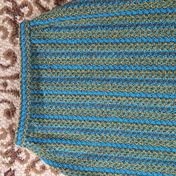 60s 70s Vintage Woven Striped Maxi Skirt Retro Boho 1970 Blue Green Gold - Picture 6 of 16